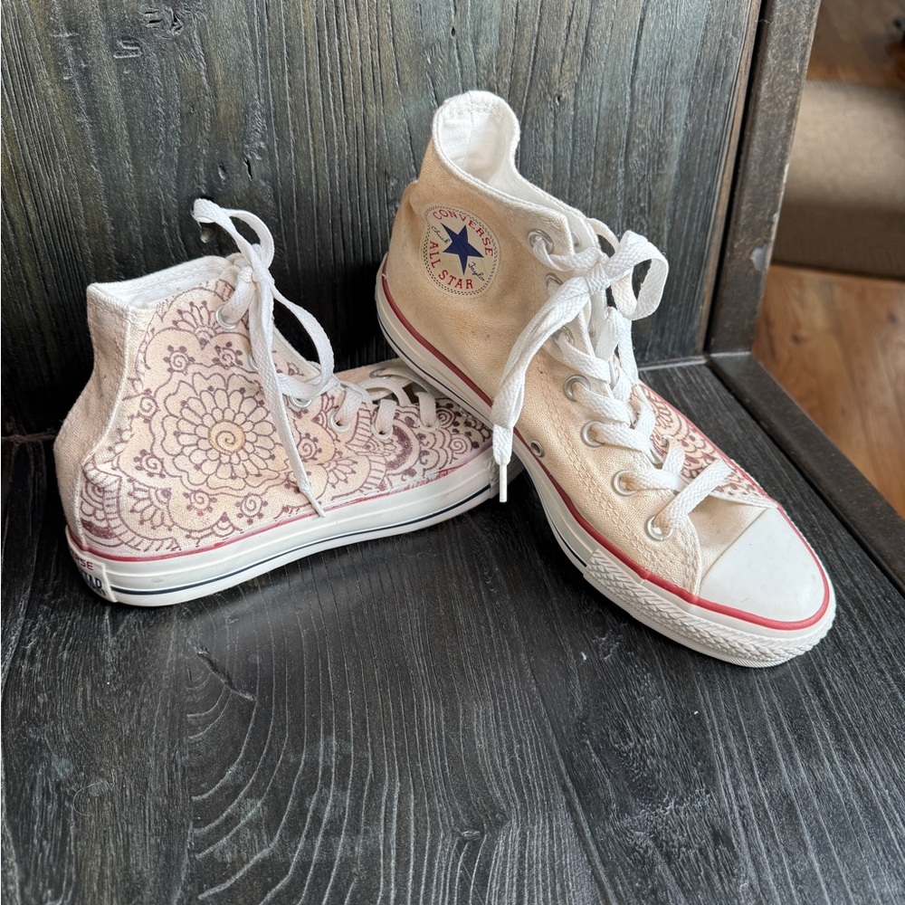Converse Chuck Taylor All Star Hi Top Floral Canvas Sneakers Size  5.5 - Picture 2 of 4